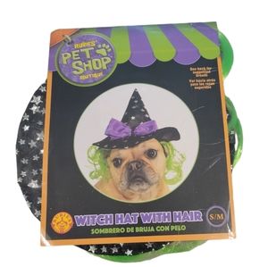 Rubies Pet Shop Dog Costume Witch Hat w/Green Hair Halloween Sz S/M Clothes NEW